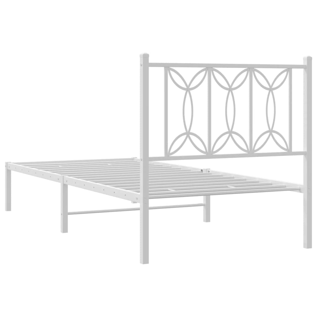 Vidaxl Metalowa Rama Łóżka Z Wezgłowiem, Biała, 80X200 Cm