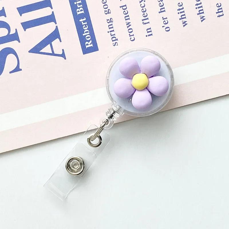 Женский милый цветок выдвижной значок катушка для удостоверения личности шнурок для имени белый воротник держатель для бейджа катушки брелок держатель для карт аксессуары