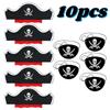 20pcs Pirate Eye Patches Captain Hat Set Skull Print Halloween Cosplay Adult Dress Up Felt One Eye Decoration Theme Party Props