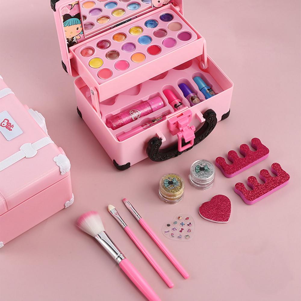 Kids Makeup Toys Kit For Girl Washable Cosmetics Toys Set Pretend Game Princess Eyeshadow Blush Lipstick Makeup Handbag Set