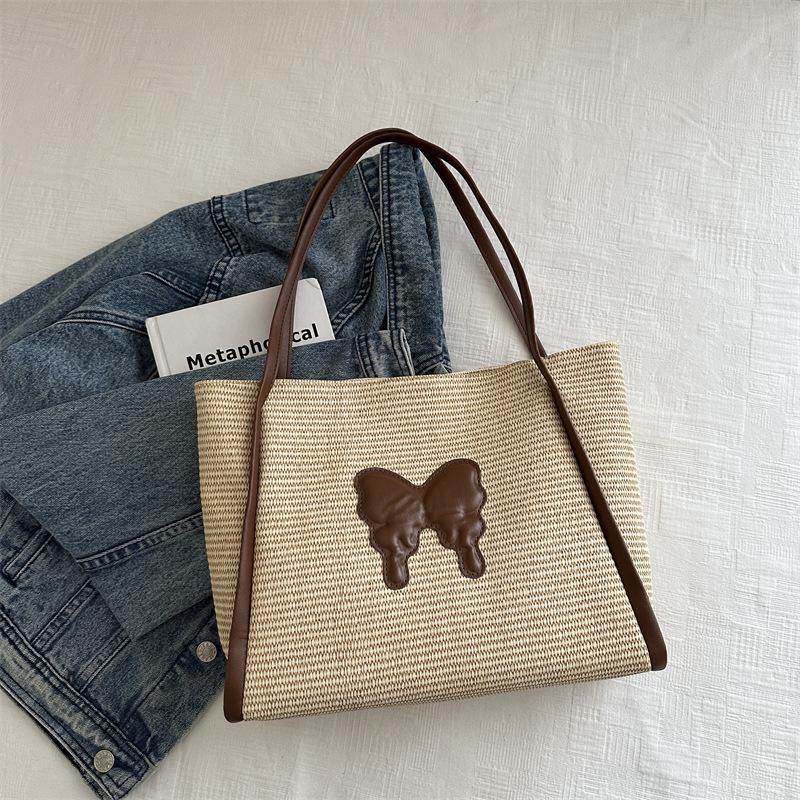 Милая плетеная сумка через плечо из ротанга ручной работы, плетеные сумки-тоут большой вместимости, большие сумки для женщин, девушек AVE