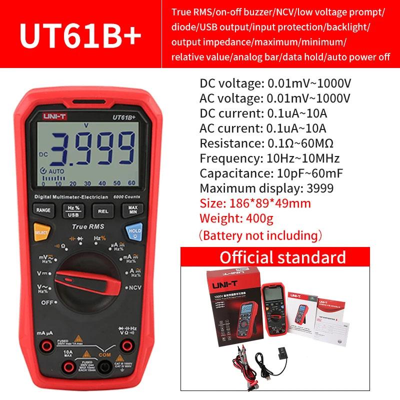 UNI T UT61B+ UT61E+ UT61D+ Smart Professional Digital Multimeter Tester Unit True RMS Auto Range 6000 Counts DC AC 1000V
