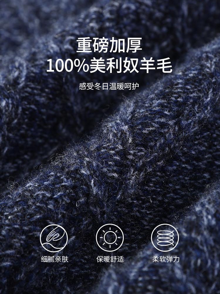 [100% Sheep Wool] Autumn and Winter Light Luxury Simple Heavy Weight Thick Warm and Comfortable High Collar Wool Sweater for Men