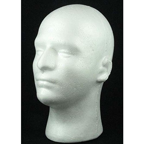 Fuji Interior Lightweight Male Mannequin Head with Display Stand, White