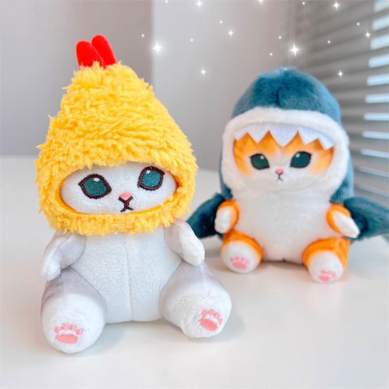 1PC Cute Shark Cat Fried Shrimp Cat Plush Doll Pendant Doll Beautiful Room Car Bag Decoration Pendant Opening Holiday Gift