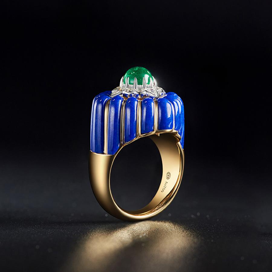 BELLA BOX Italian Vintage Crown Imitation Natural Emerald Ring Suitable For Women's Daily Party Wear Fashion Jewelry