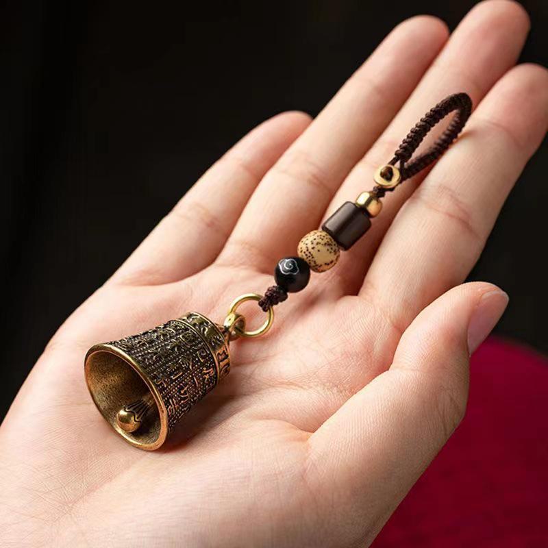 Custom Brass Bell Tortoise Shell Keychain Pendant - Retro High-End Car Lanyard