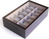 CASE ELEGANCE Ящик для хранения часов из массива дерева Эспрессо 12 отделений Органайзер с прозрачной крышкой Коллекция