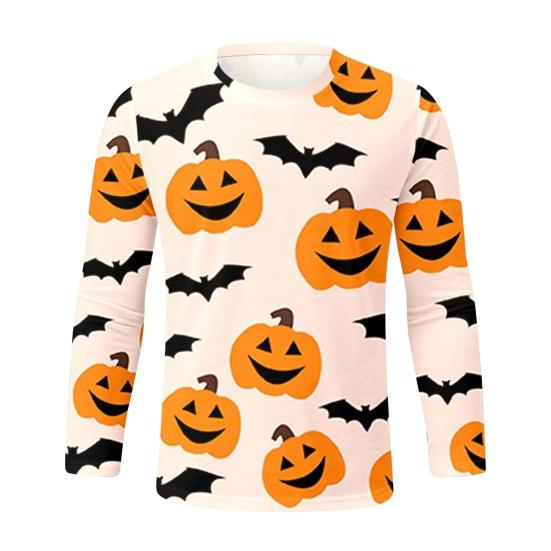 Мужские топы с принтом Хэллоуина 3D, круглый вырез, длинный рукав, футболка, повседневная, стандартного кроя, повседневная одежда для уличных вечеринок