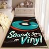 Music Art Area Rug, Sounds Better On Vinyl Turntable Record Retro Teal Red Print, Music Studio Decor, Non-Slip Mat