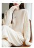 Elegant Double-Strand Round Neck Wool Sweater for Women – Long Sleeve, Loose Knit Cashmere, Slimming Design
