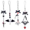Halloween Gothic Punk Bat Phone Charm for Women Men Cross Pendant Mobile Phone Chain Y2K Bowknot Heart Lanyard Keychain