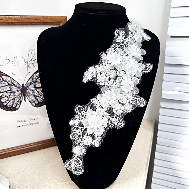 1 шт. Цветочная наклейка, вышитые нашивки, свадебное платье, передовые ощущения, изделия ручной работы, белая ткань, кружевной узор