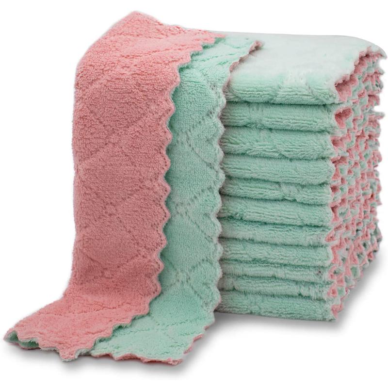 10/1 шт. Двусторонняя салфетка для уборки, впитывающее полотенце из микрофибры, для мебели, стекла, мытья посуды, салфетка для кухни, антипригарная тряпка для масла