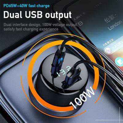 12 В-24 В Автомобильное зарядное устройство для прикуривателя 65 Вт + 45 Вт PD USB для быстрой зарядки, автоматический адаптер питания, автомобильная зарядка для камеры смартфона, ноутбука