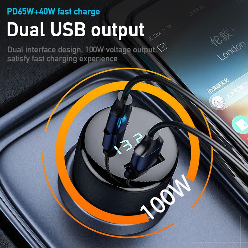 12 В-24 В Автомобильное зарядное устройство для прикуривателя 65 Вт + 45 Вт PD USB для быстрой зарядки, автоматический адаптер питания, автомобильная зарядка для камеры смартфона, ноутбука