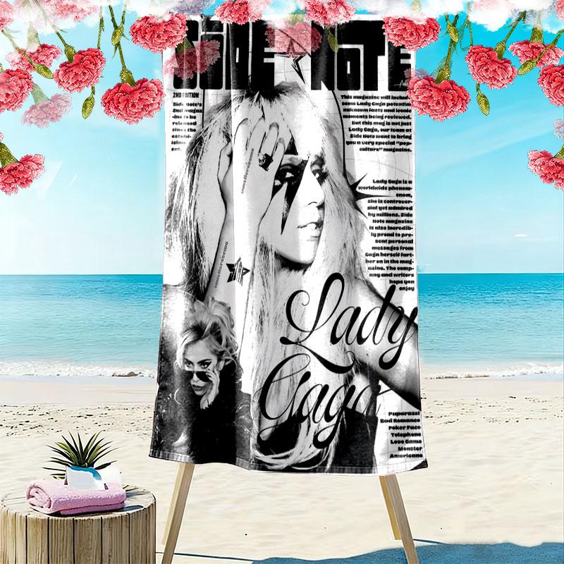 Lady Gaga Vibe Print Beach Towel, Large Soft Quick Dry Towel for Beach Camping Swimming