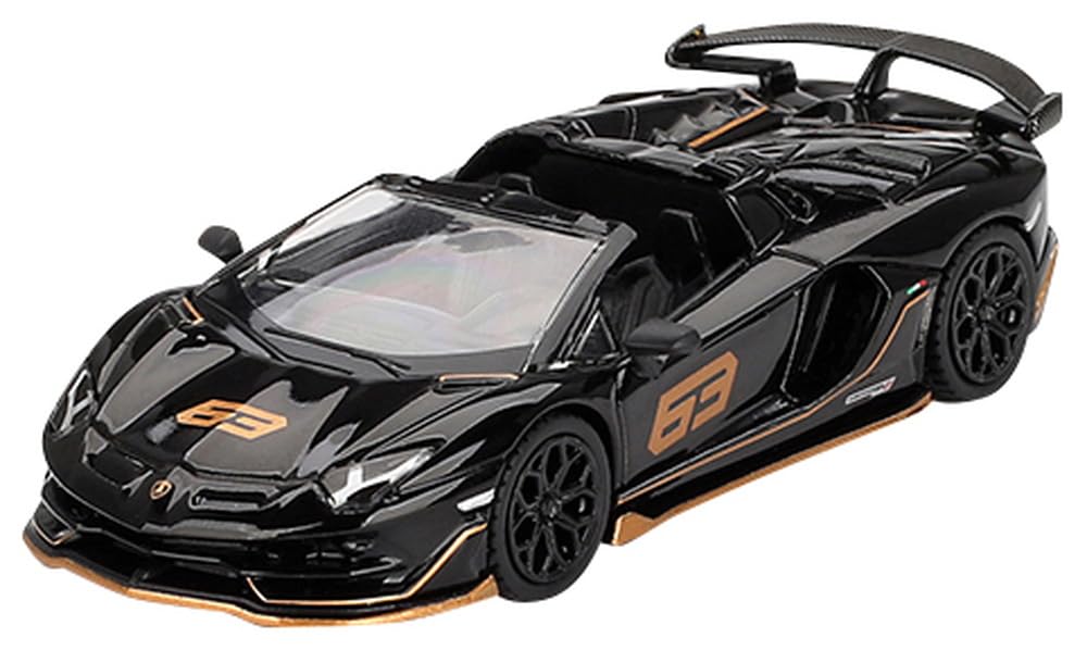 MINI GT Scale Lamborghini Aventador SVJ 63 Roadster Nero Aldebaran Black Finished Product 1/64 (Left-Hand Drive)