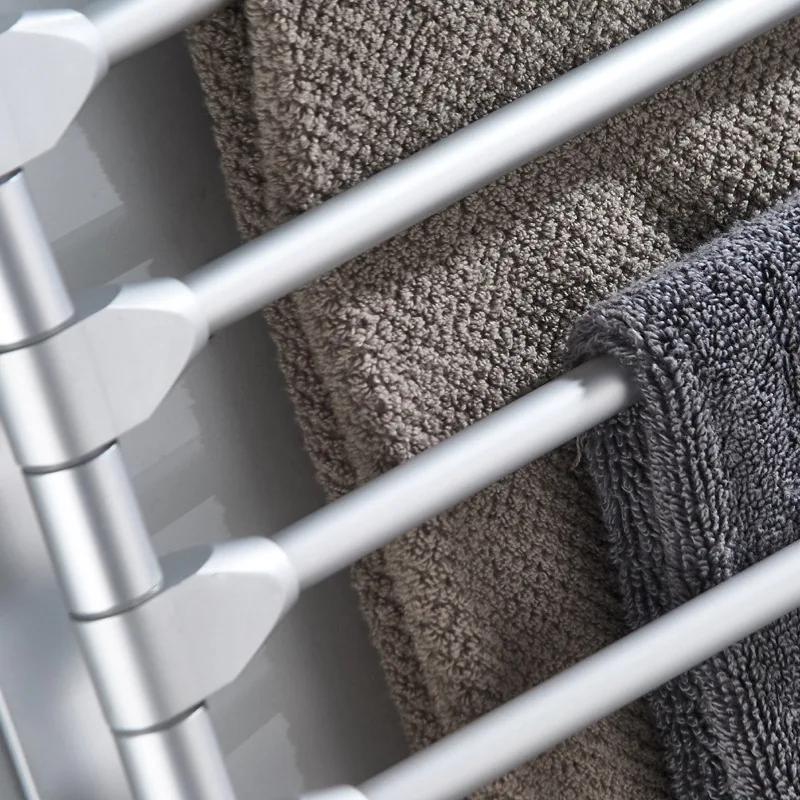 4-Arms Swivel Towel Bars Rotatable Towel Rack Hanger WithWall Mounted Storage Rack with Hooks Bathroom Swing Shower Towel Shelf