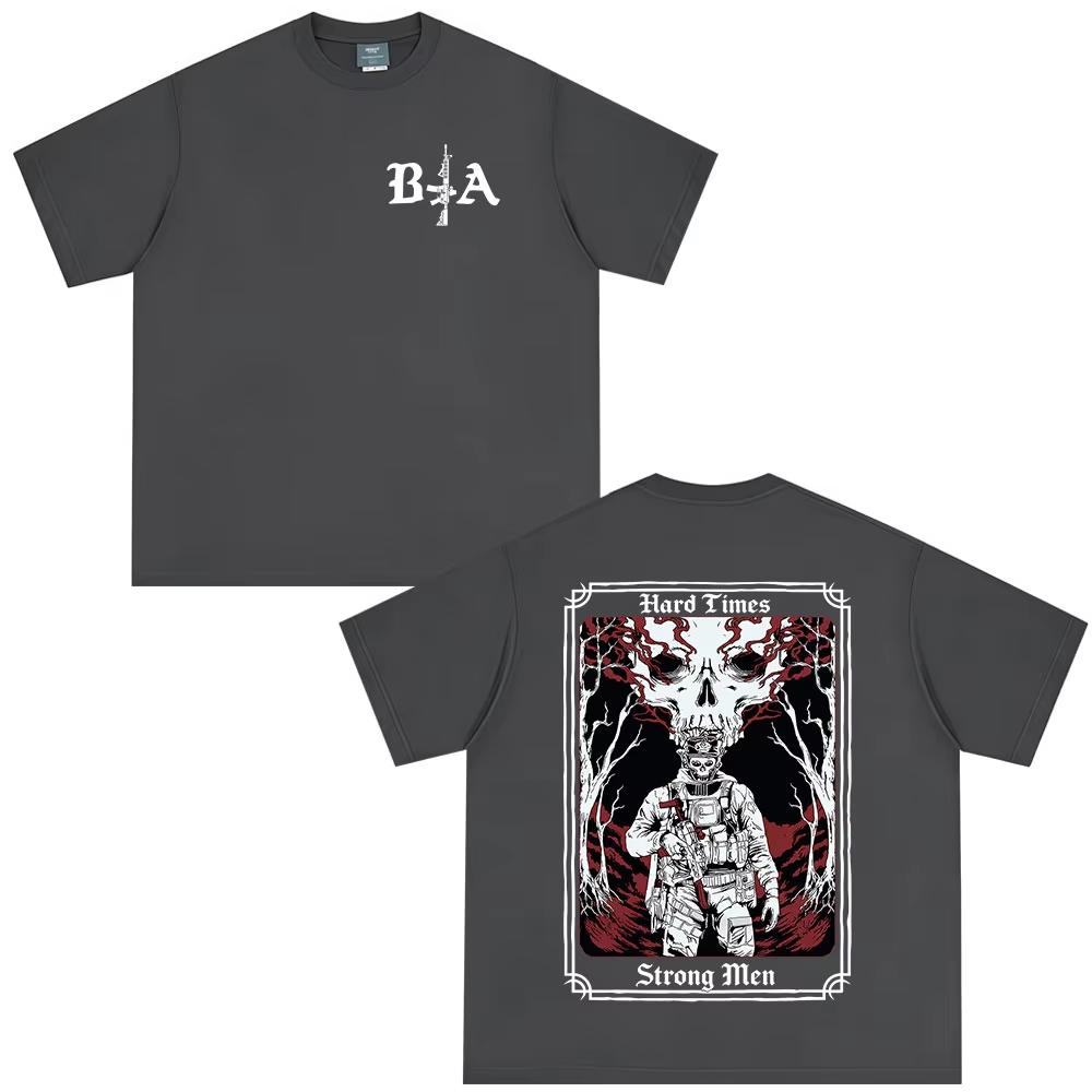 Hard Times Brothers in Arms Skeleton Printed Tshirt Unisex Women Clothing Summer Casual pure Cotton Short Sleeves T Shirts