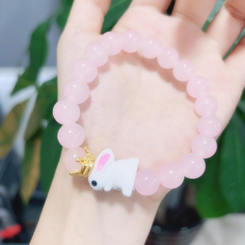 Новый стеклянный браслет с кроликом милый сладкий ледяная пластина игровой браслет универсальные парные украшения