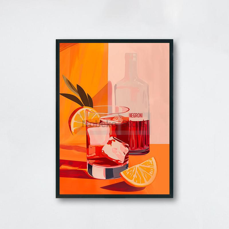 Винтажный коктейль 70-х годов Плакат Negroni Aperol Spritz Печать на холсте Картина Girly Pink Wall Art Pictures Home Room Bar Cart Decor