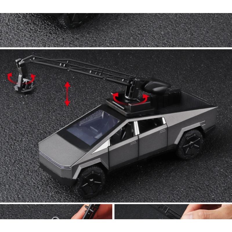 Игрушечные грузовики TESLA в масштабе 1/32 для мальчиков, модель пикапа Cybertruck, литые металлические игрушечные машинки со звуком и светом для детей в возрасте 3 лет