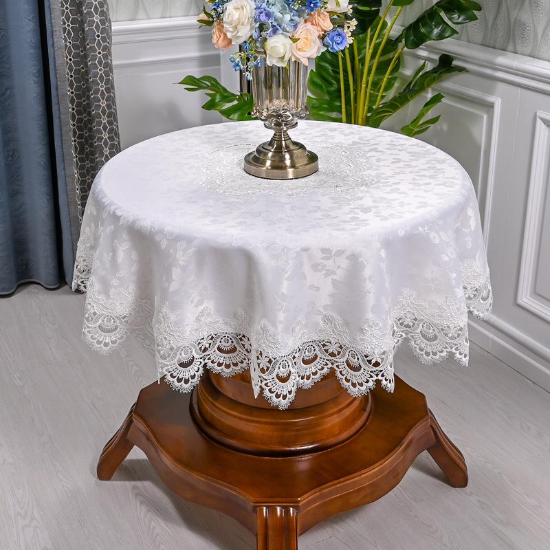 Круглая скатерть, кружевная скатерть для домашнего обихода, чехол для обеденного стола, европейский вышитый цветок, тканевый коврик для стола, чехол от пыли