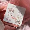 7PCS SET Pink Flower Butterfly Star Pearl Stud Earring For Women Cute Exquisite Mini Earrings Jewelry Gift Wholesale Direct Sale