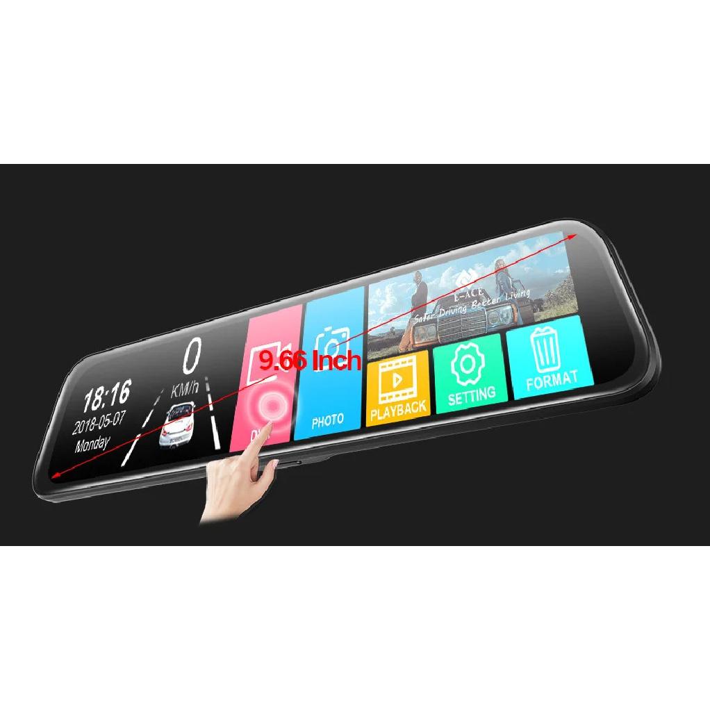 E-ACE 10 Inch Car DVR Mirror Video Recorder 1080P Touch Screen Dashcam For Car AHD Lens Streaming Driving Recorder Dash Camera