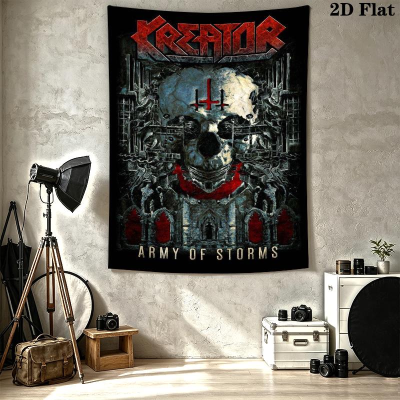 Kreator Band Wall Tapestry Aesthetic Wall Hanging Printed Fabric Blanket Decorative Tapestries for Bedroom Living Room Home Decor