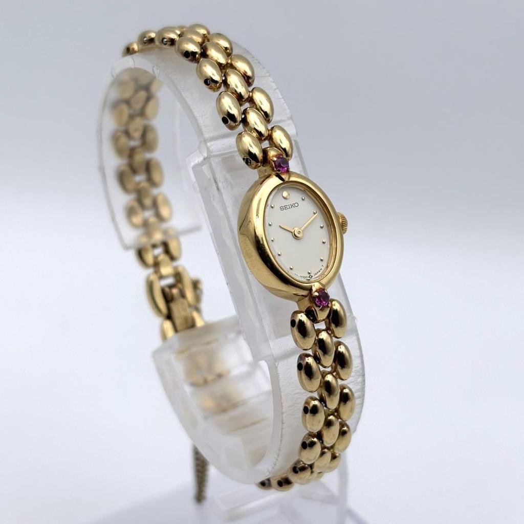 [USED] SEIKO Color Stone Gold Women's Watch with Bracelet