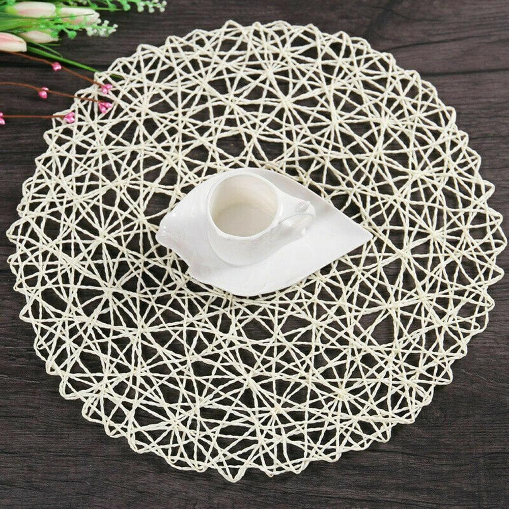 38cm Rural Woven Dining Mat Kitchen Dinnerware Cup Pads Placemat Coaster