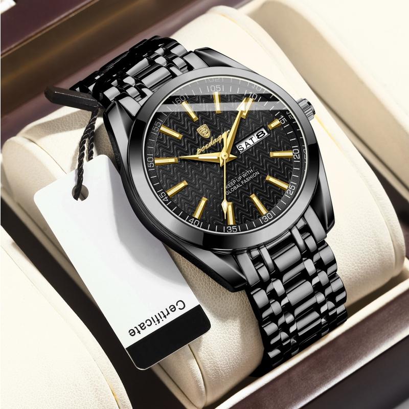 2024 Новые мужские часы, водонепроницаемые светящиеся модные высококлассные часы с календарем, стальной ремешок, изысканные часы с пульсирующей шкалой и циферблатом