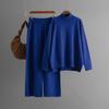 GMXIA Solid-color Knitted Semi-high Neck Slit Sweater Set for Women's Autumn and Winter Fashionable Casual Sweater Two-piece Set