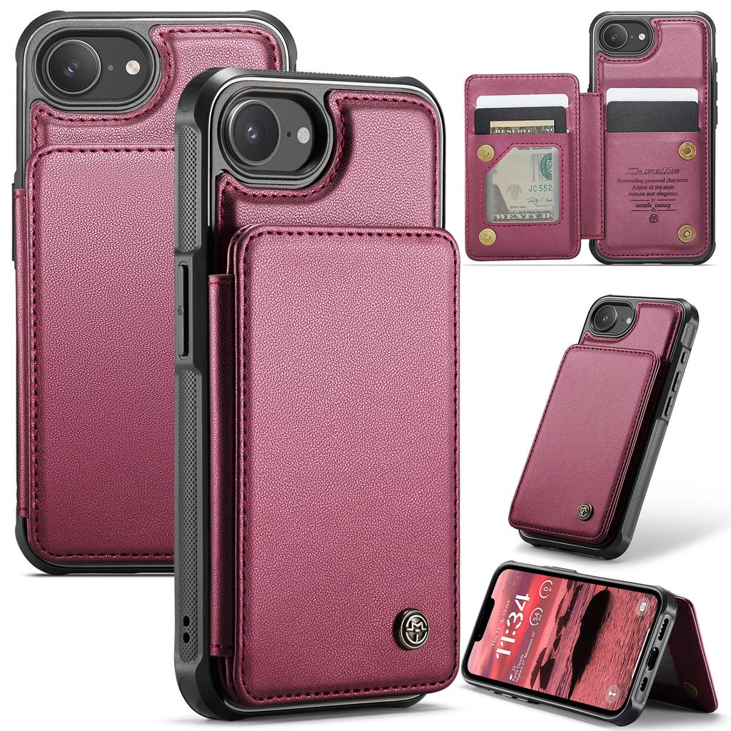 For iPhone 16e Phone Case CASEME C22 Leather Back Cover with RFID Blocking Card Slots
