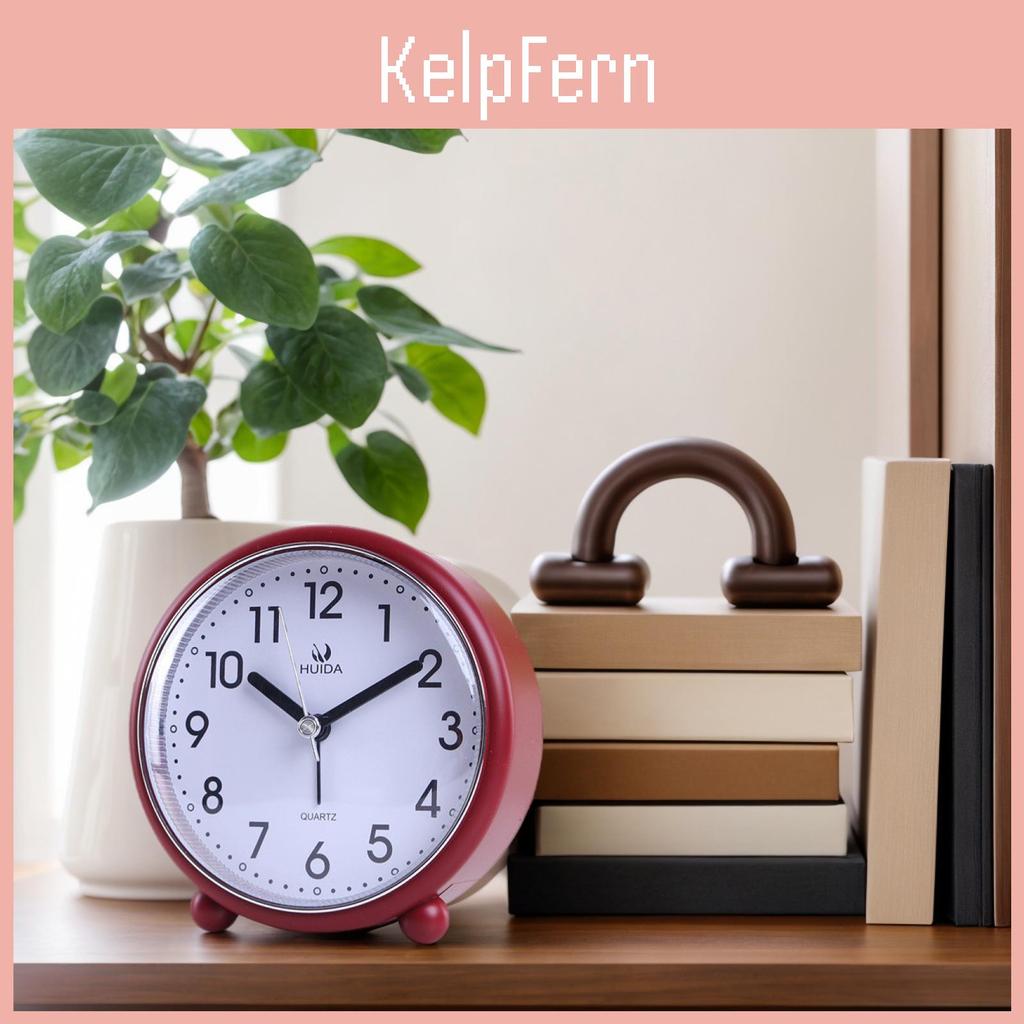 Super Clock Analog 4inch Alarm Silent Non Ticking Small Clock Night Light Battery Operated Simple For Bedroom Desk