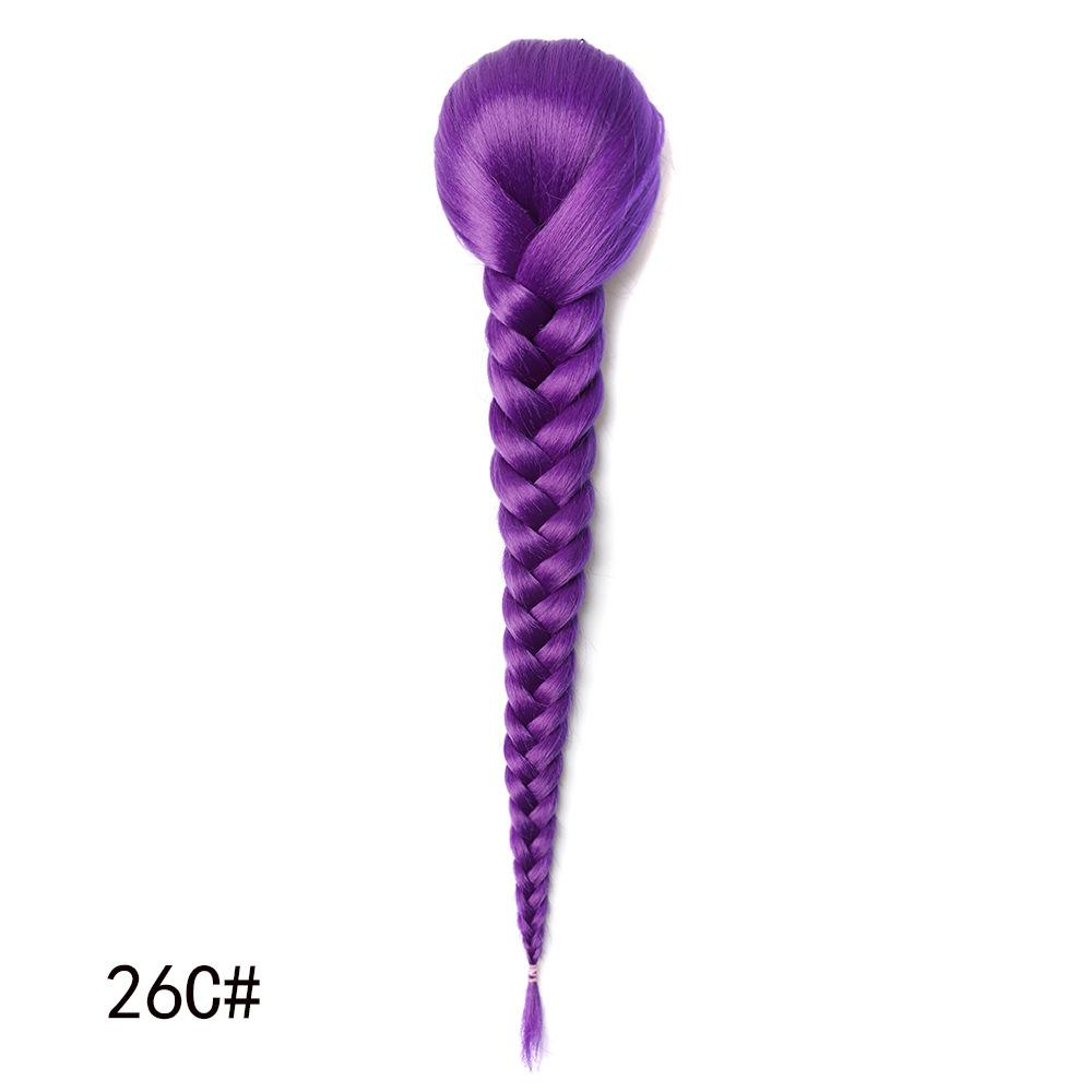 Jeedou Ponytails Hair Braided Plaited Fishtail Fishbone Drawstring Ponytail Extension Rainbow Colorful Chignon Hairpiece