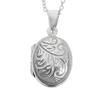 Gin No Oval Plant Decorative Egg Locket Necklace with Sterling Arabesque Oval Photo Perfect for Carrying Around [Shinjuku Kura] Chain, Silver, Ivy,