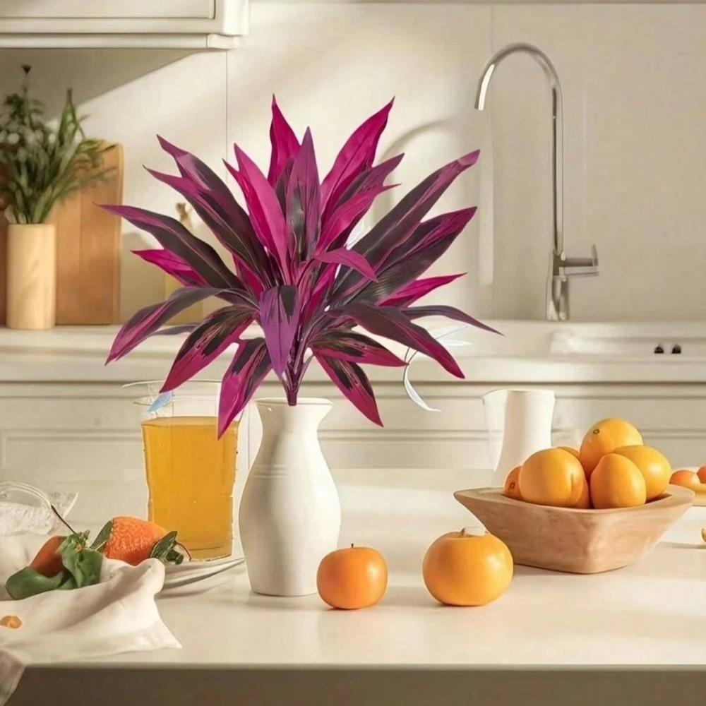 Realistic Leaves Fake Tropical Palm Plants Plastic Shrub Cordyline Fruticosa Plants Living Room