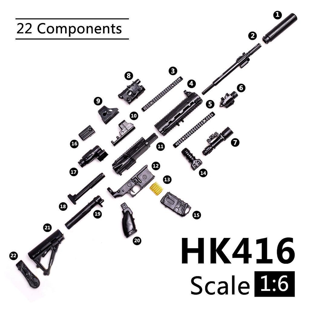 Масштаб 1/6 Автоматическая винтовка HK416 Пулемет РПК-74 ПКП Солдат СОБР Армия Военное оружие Фигурка для действий Сборная модель Игрушка-пазл