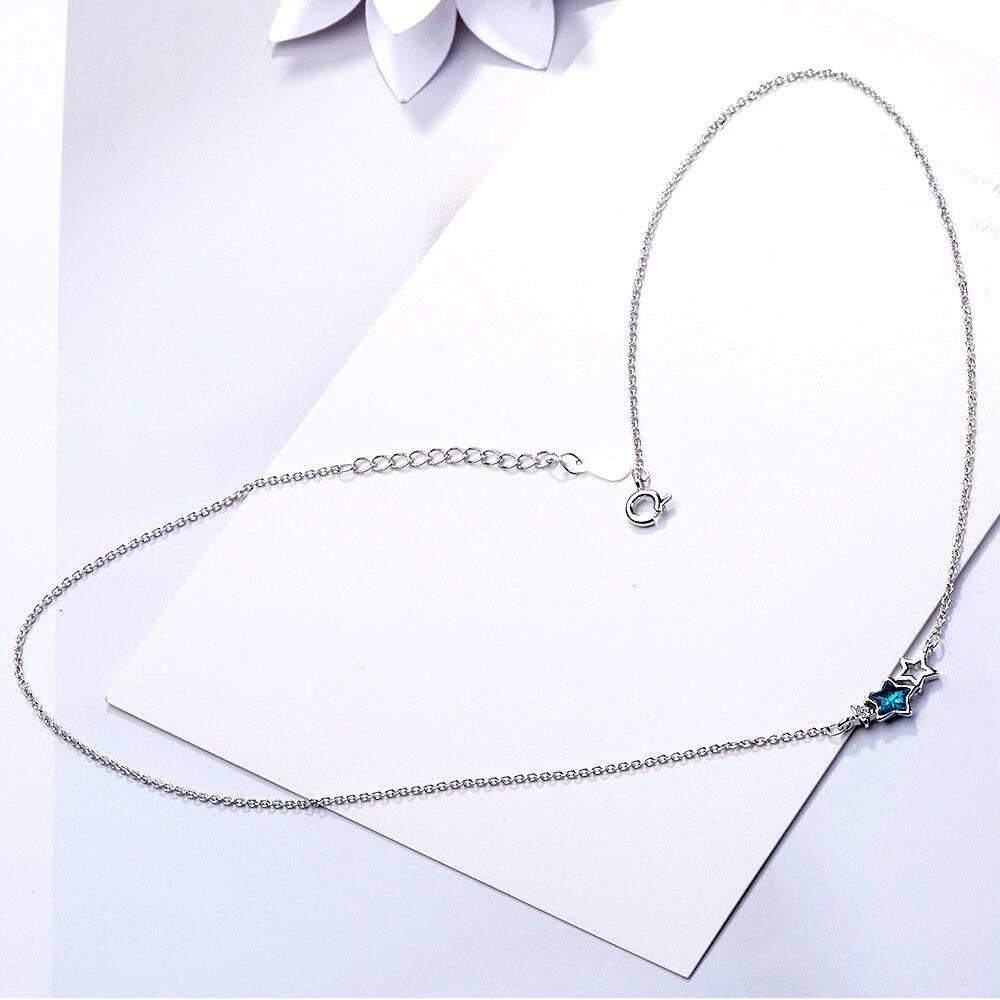 Ожерелье из искусственного хрусталя в форме звезды из стерлингового серебра 925 пробы с кубическим цирконием для женщин, цепочка на ключицу S-N78