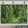 2D Задний фон для фотосессии «Лесной двор с белыми цветами и зеленью»