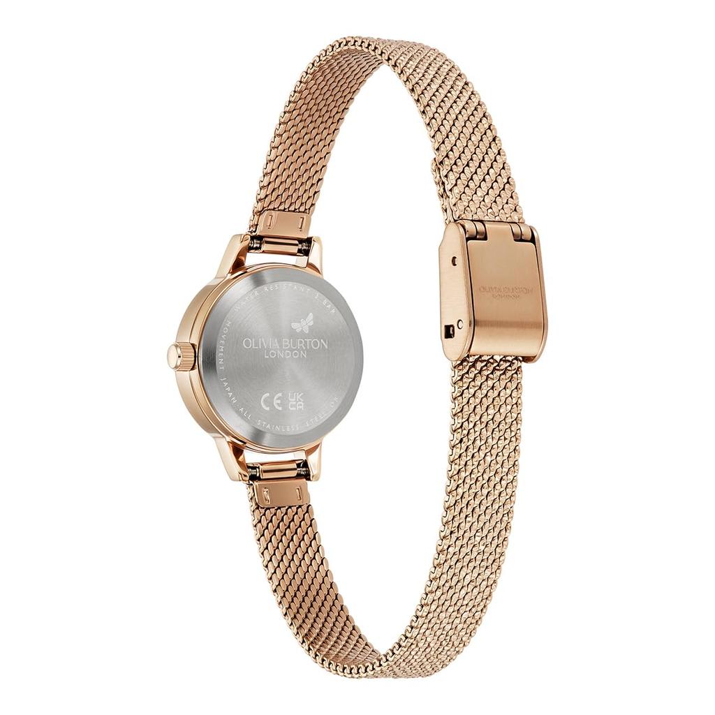 Авторизованный дистрибьютор Olivia Burton Watch Ladies 24000229 Signature Mini Lucky Bee Blush Glitter Rose Gold Mesh [OLIVIA BURTON]