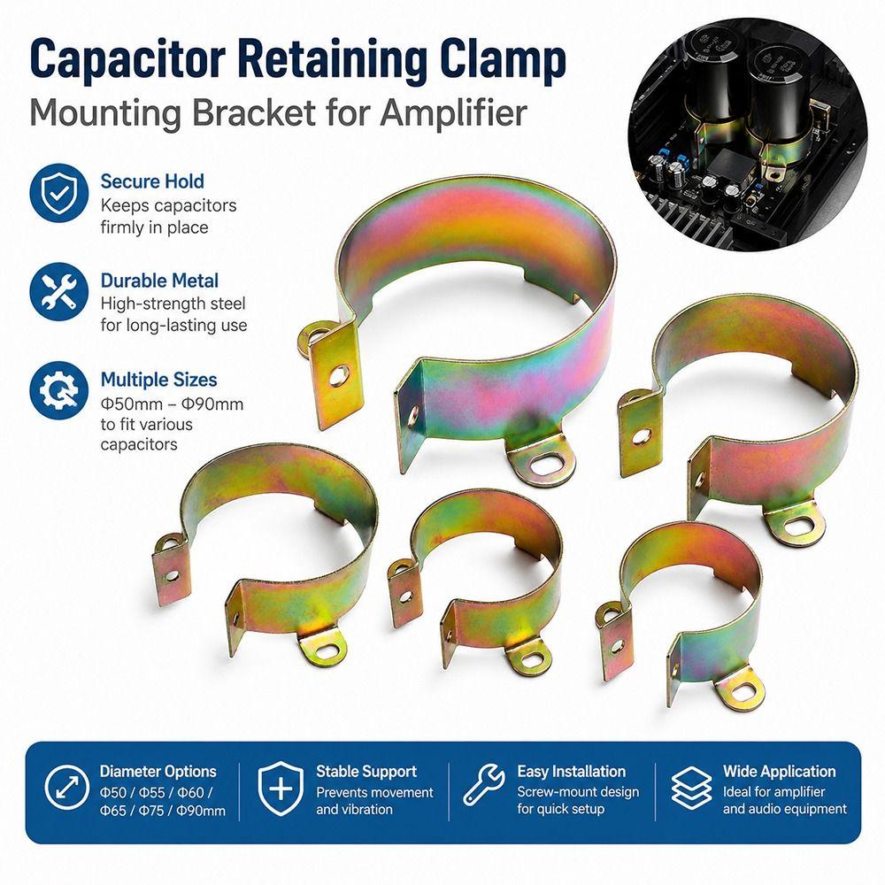 1Pcs Zinc Plated Capacitor Mounting Clip Iron Clamp Holder Bracket for Electrolytic Can Capacitor