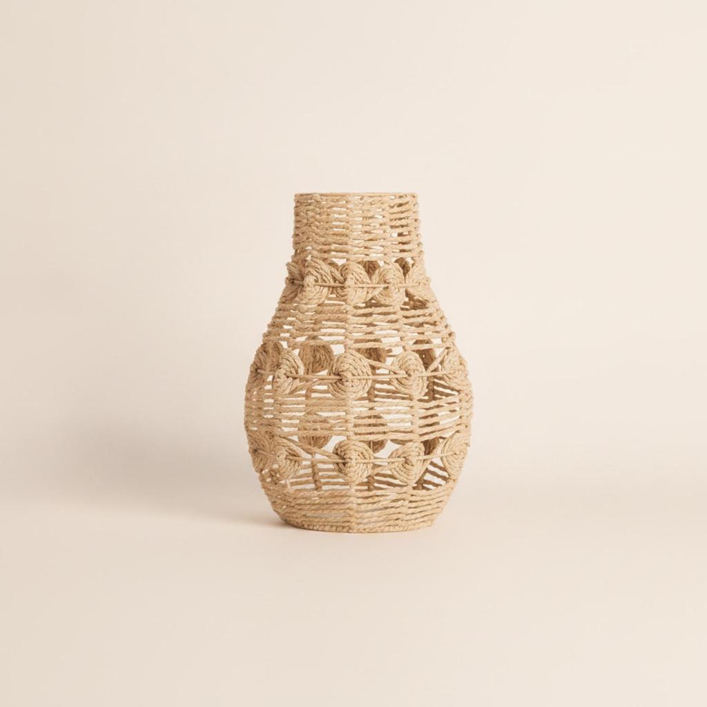 Woven Paper-Rope Pendant Lampshade Artisanal for Living Room, Balcony