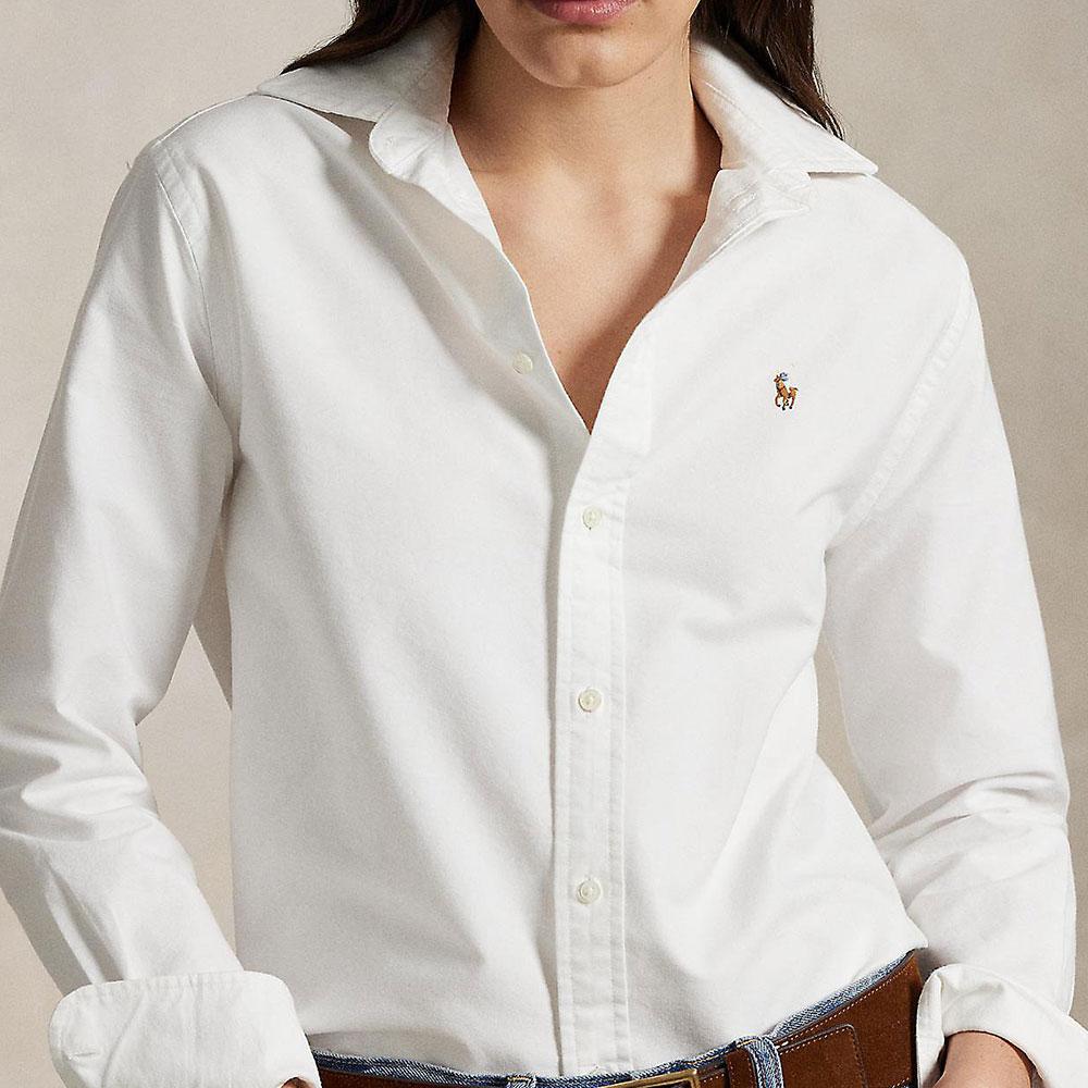 Polo Ralph Lauren Однотонная рубашка с логотипом бренда, с длинным рукавом, женская, белая WMPOSHTNDO20755-100