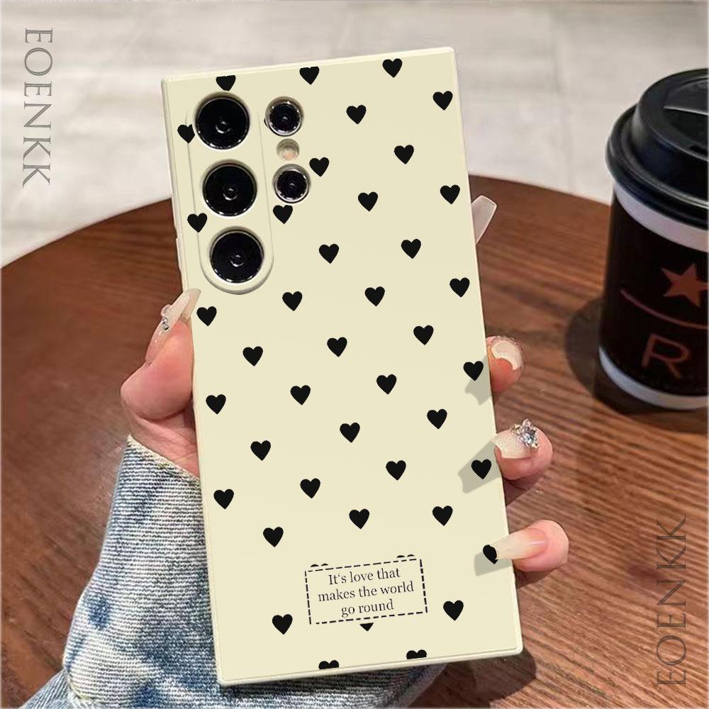 Черный Чехол Для Телефона С Рисунком Сердца Для Samsung Note 10 20 Lite Pro Galaxy S25 S24 S23 S22 S21 S20 Ultra FE Plus Силиконовый Чехол