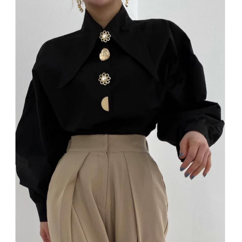 2023 Autumn Comfort Womens Shirt Turn Down Collar Fashion Lady Blouse All-match Long-sleeved Shirt Clothing 15630