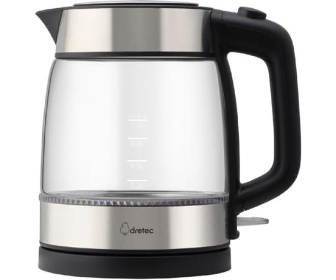 DRETEC Glass Kettle Black "Elder" 1.0L PO-161BK